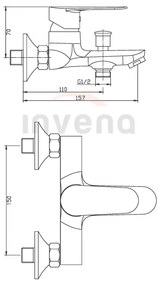 Invena Esla, falra szerelheto kádcsaptelep, króm, INV-BW-94-001-V