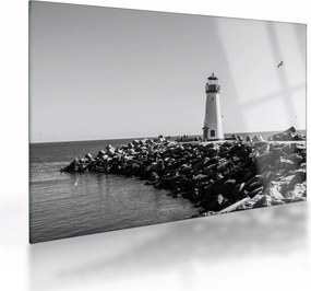 Kép - Világítótorony a tengerparton, Santa Cruz, California (üvegen) (70x50 cm)