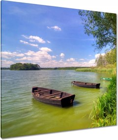 Vászonkép 90x90 Horgászcsónakok Tó