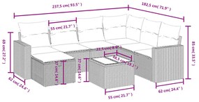 8 részes szürke polyrattan kerti ülőgarnitúra párnákkal