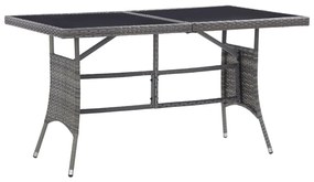 vidaXL szürke polyrattan kerti asztal 140 x 80 x 74 cm