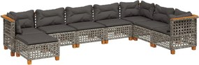 vidaXL 8 részes szürke polyrattan kerti ülőgarnitúra párnákkal
