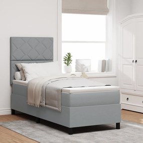 Box Spring Ágy Matresszel Világosszürke 80x200 cm Textil