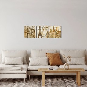 Kép - Párizsi műemlékek (órával) (90x30 cm)