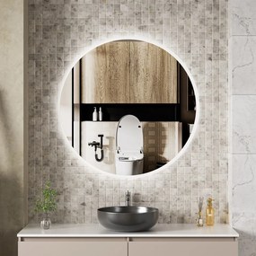 Erga Deam, kerek LED-es tükör 100cm, 3 színű fény, első világítás, páramentes fűtőbetét, ERG-V01-Deam-1010-CL