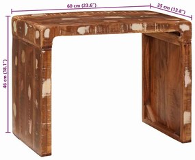 Végasztal 60 x 35 x 45 cm tömör újrahasznosított fa