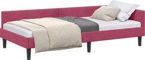 vidaXL Sarokágy keret fejtámlával Bordó 80 cm x 200 cm VelúrésPlywood
