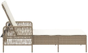 Napozóágy Bézs és krém színű PE Rattan 157 x 55 x 92 cm