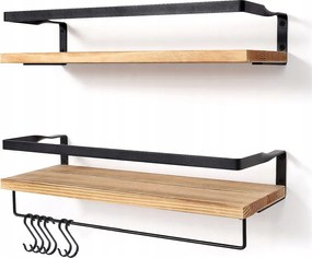 Fali Polc Szett 2 Db Lebegő Polc Rúddal Fali Polc A Konyhába