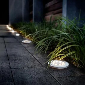 4 db napelemes 8 LED földbe süllyeszthető acél világítás 12 cm