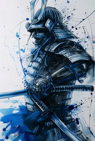 Poszter 61x90,5cm Szamuráj kékben