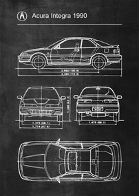Poszter Acura Integra 1990 Retro Patent Séma