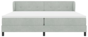 Box Spring Ágy Matraccal Világosszürke 200x200 cm Bársony