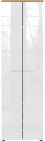 Fehér-natúr színű ruhásszekrény tölgyfa dekorral 60x198 cm Aledo – Germania