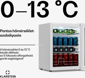 Klarstein Beersafe italhűtő tükörüveg ajtóval | 64 x 48 cm | 85 W | 60 liter | Fehér