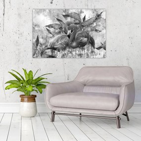 Kép - Flamingók graffiti (90x60 cm)