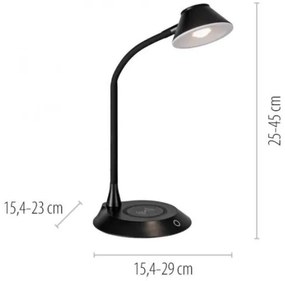 JUST LIGHT. 14414-18-LED Dimmelhető asztali lámpa beépített töltővel PUCKI LED/4,5W/230V fekete