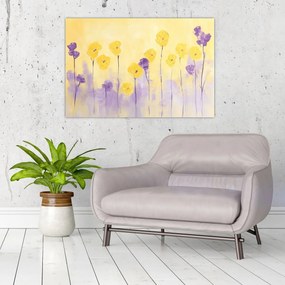 Kép - Lila és sárga virágok (90x60 cm)