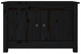 fekete tömör fenyőfa cipősszekrény 70 x 38 x 45,5 cm