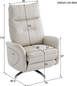 VASHOME Elektromos relaxációs fotel állítható háttámlávalés lábzsámollyal, USB töltővel, Bézs