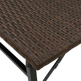 5 részes barna polyrattan összecsukható kerti étkezőgarnitúra