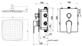 Novaservis - Zuhanykészlet rejtett csappal METALIA ECO fényezett króm