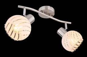 Globo 54025-2 Spotlámpa matt króm fém és fehér szatén üveg búrával. LxBxH:360x190x192, exkl. 2xE27 40W 230V