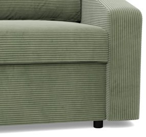 Zeus sarokkanapé, 2 ágyneműtartóval, döntött kartámasz, kordbársony, univerzális oldal, bonell töltet, zöld