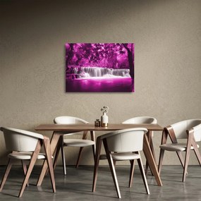 Üveg kép - Vízesés, lila (70x50 cm)