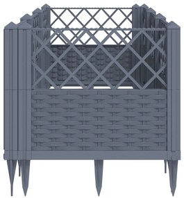 szürke PP kerti virágláda cövekekkel 123,5 x 43,5 x 43,5 cm