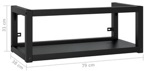 fekete vas fürdőszobai fali mosdókagylókeret 79 x 38 x 31 cm