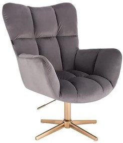 HR650CROSS Grafit modern velúr szék arany lábbal