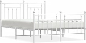 vidaXL fehér fém ágykeret fej- és lábtámlával 140 x 190 cm