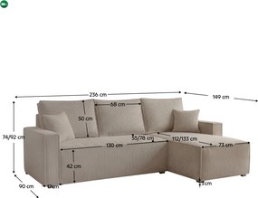 Univerzális ülőgarnitúra, szürkésbézs Taupe, APERO ROH