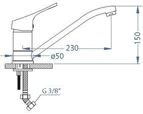 ALVEUS 1091137 - Mosogató csap RIVIERA 15 cm fényezett króm