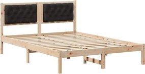 vidaXL Ágykeret fejtámlával Fekete 140 x 200 cm Tömör fenyőfa