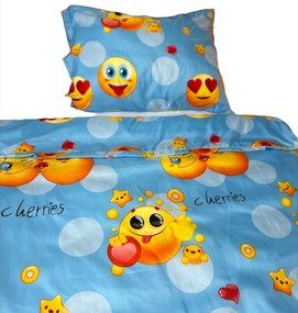 Emoji Blue Photo ágynemű Ágynemű mérete: 140x220 cm - cipzáras, A csomag tartalma: Készletcsomagolás