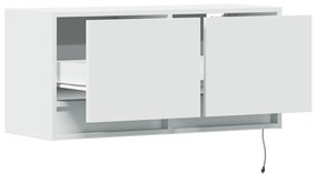 fehér falra szerelhető TV-szekrény LED-lámpákkal 80x31x35 cm