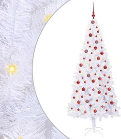 vidaXL Mű karácsonyfa 300 LED-del állvánnyal Fehér 210 cm PVC és Acél