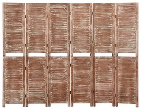 Elegáns Tömör Császárfa Paraván - Szabadon Álló Térelválasztó - Barna - 210 x 1,5 x 165 cm - Összeszerelést Igényel