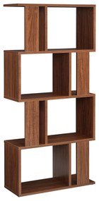 [en.casa] Könyvespolc 130 x 60 x 24 cm CD polc DVD állvány 8 tároló felülettel diófa-hatás