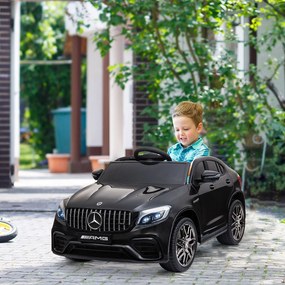 HOMCOM Gyerek Jármű 12V Mercedes-Benz AMG GLC63S COUPE Licencelt Elektromos Autó Távirányítóval, Biztonsági Övvel 2 x 35W Motor MP337-60 Hónap Fekete