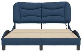 kék szövet ágykeret LED-es matrac nélkül 140 x 200 cm