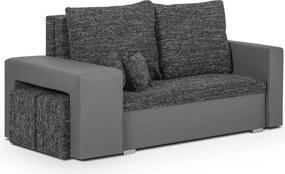 MILAN Kihúzható kanapé 2 + 2 puffal Fekete/szürke