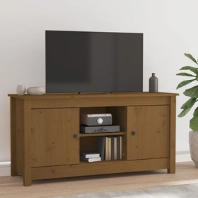mézbarna tömör fenyőfa TV-szekrény 103 x 36,5 x 52 cm