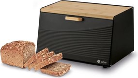 Modern acél kenyértartó, fekete