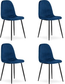 Étkezőszék PADVA VELVET fekete lábakkal, kék