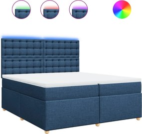 vidaXL kék szövet rugós ágy matraccal 200 x 200 cm
