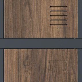 Fém öltözőszekrény 6 rekeszes IGOR, 900 x 1850 x 450 mm, Eco Design: antracit/ dió