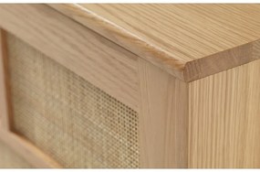 Natúr színű alacsony komód tolóajtóval, tölgyfa dekorral 180x80 cm Barrali – Unique Furniture